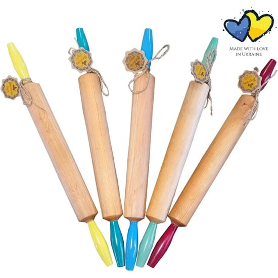 Maysternya Houten deegroller met handvaten 50 x 4,5 cm blauw - Image 5