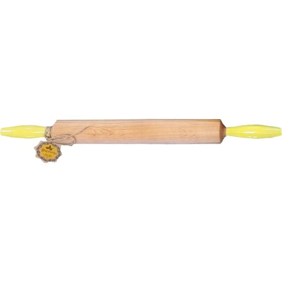Maysternya Houten deegroller met handvaten 50 x 4,5 cm geel - Image 4
