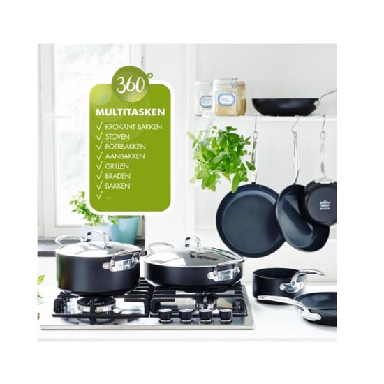 Greenpan Barcelona keramische hapjespan 28 cm met glazen deksel - Image 4