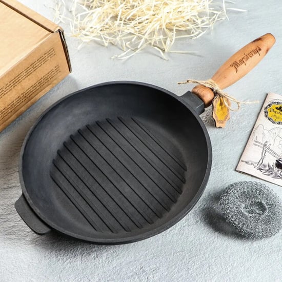 Maysternya Grillpan gietijzer met houten handvat ø 24 x 4 cm zwart - Image 4
