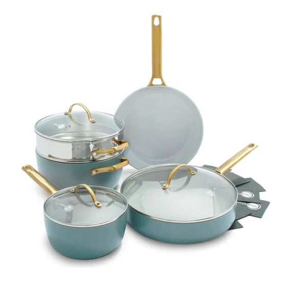 Greenpan Pannenset 5-delig padova smokey blue gold - Image 2
