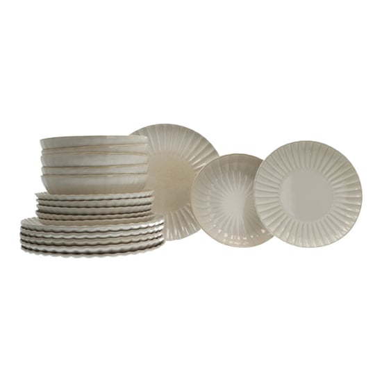 Home Deco Factory Servies 6 persoons 18-delig vlora stoneware aardwerk creme - Image 1