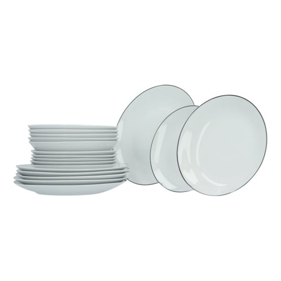 Luzzo ® serviesset 6 persoons 18 delig porselein met zwarte rand - Image 3