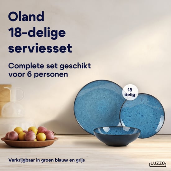 Luzzo ® oland serviesset 6 persoons 18 delig blauw - Image 2