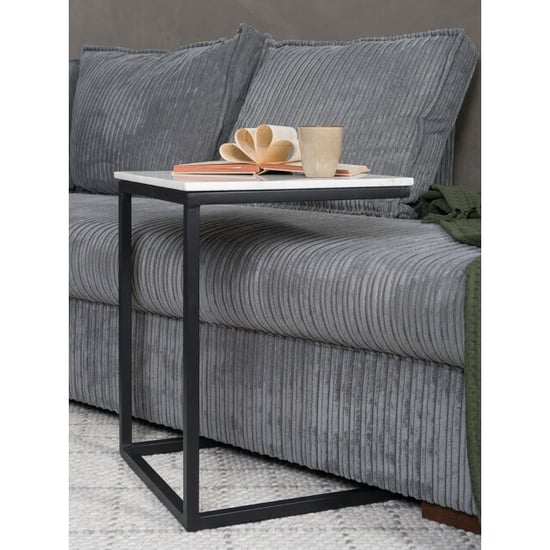 Home67 Laptoptafel mitch marmer wit/zwart - Image 2