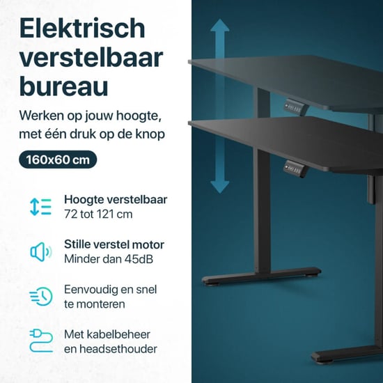 Mirlux Flowsense zit sta bureau verstelbaar elektrisch bureau 160 x 60 cm pre - Image 2