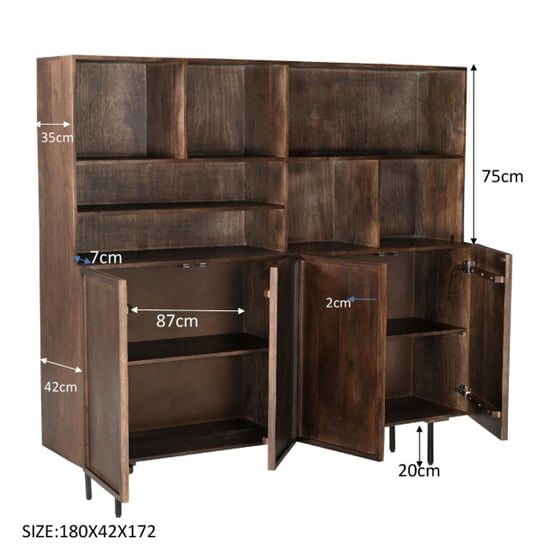 Livingfurn kabinetkast elan 180cm mangohout / gecoat staal - Image 2
