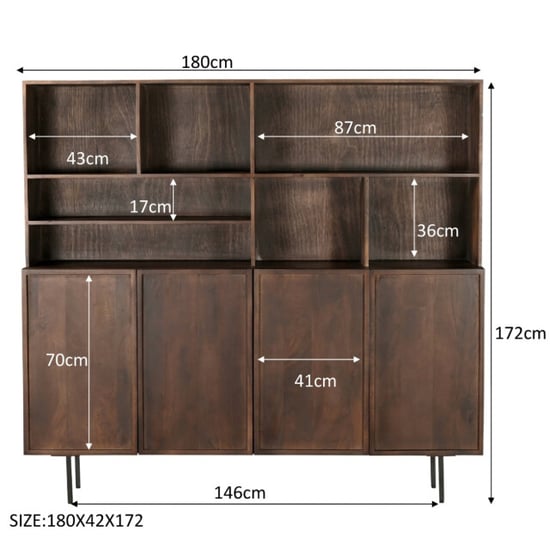 Livingfurn kabinetkast elan 180cm mangohout / gecoat staal - Image 3