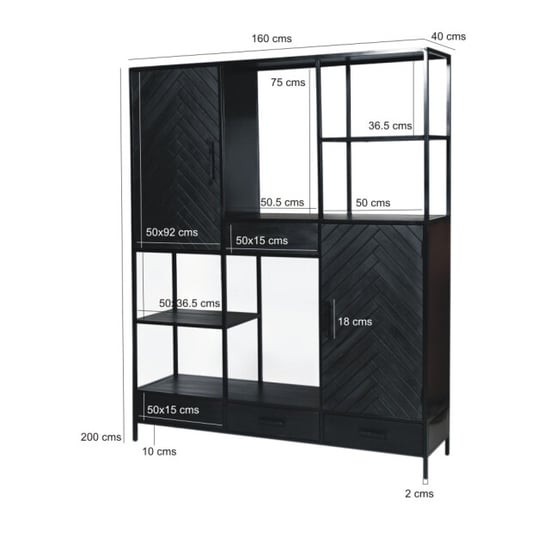 Livingfurn kabinetkast york 160cm mangohout / gecoat staal - Image 2