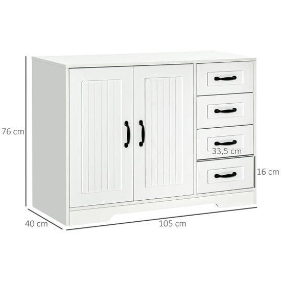 4goodz Buffetkast met 4 laden 40x105x76 cm wit - Image 4