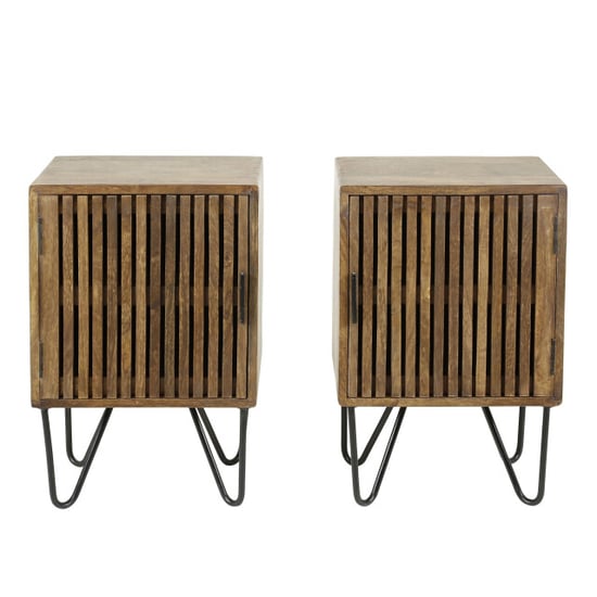 Hoyz Hoyz set van 2 nachtkastjes tweak massief mangohout - 40x30x60 - Image 4