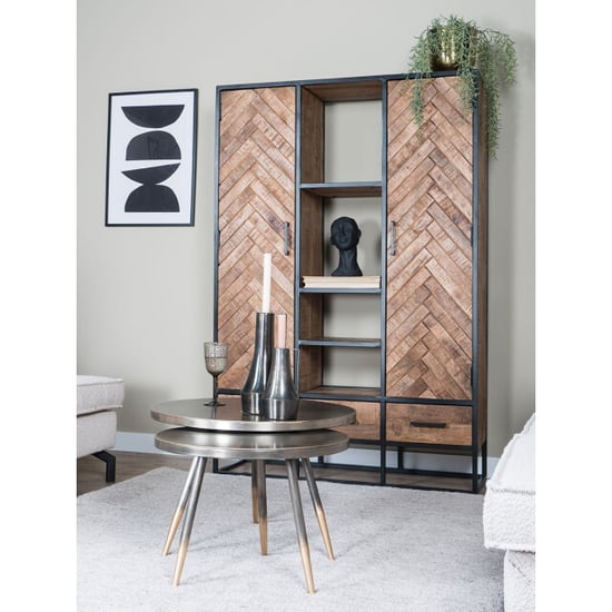 Home67 Kast raya visgraat bruin mangohout 180 x 120 cm - Image 2