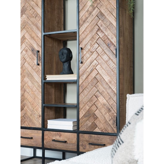 Home67 Kast raya visgraat bruin mangohout 180 x 120 cm - Image 3