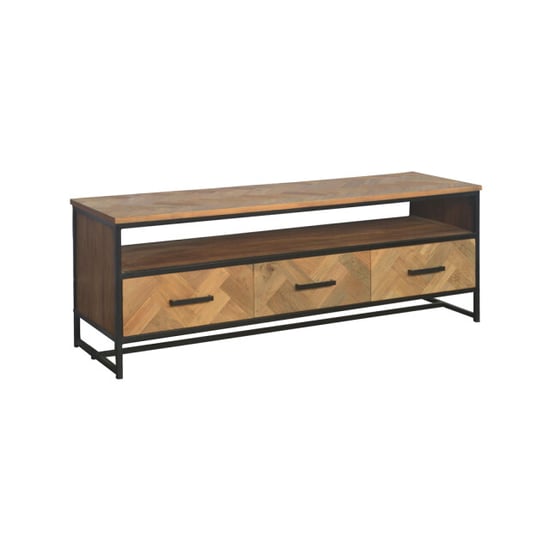 Livingfurn tv meubel tv accent 150 cm teakhout / gecoat staal - Image 1