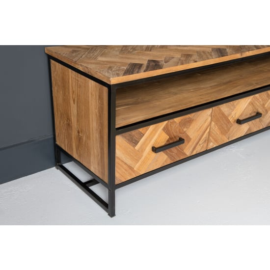 Livingfurn tv meubel tv accent 150 cm teakhout / gecoat staal - Image 3