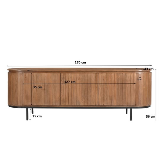 Livingfurn tv meubel noor natural 170cm mangohout / gecoat staal - Image 6