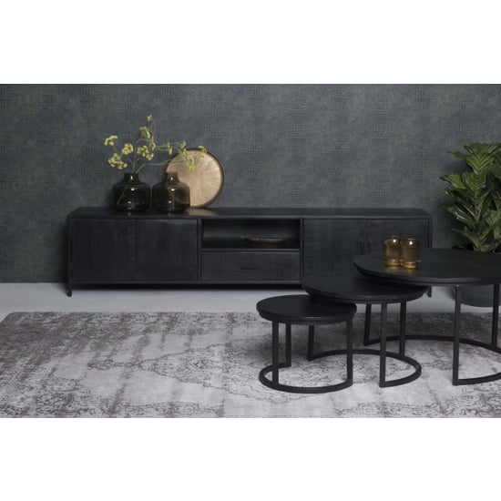 Livingfurn tv meubel kala 220 cm mangohout / gecoat staal - Image 2