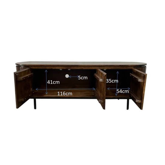 Livingfurn tv meubel noor walnut 170cm mangohout / gecoat staal - Image 4
