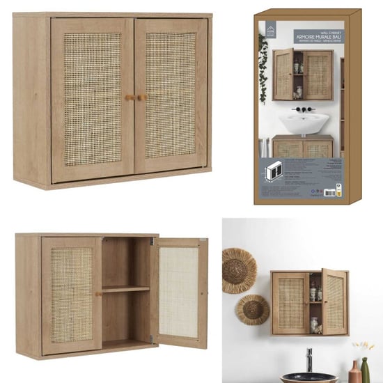 Home Deco Factory Hangkastje bali rattan wand badkamerkast hangend met rattan - - Image 3
