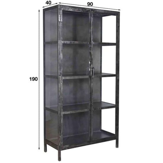 Hoyz Hoyz vitrinekast rift metaal 2 deuren - 90cm breed - Image 4