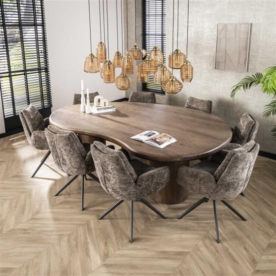Hoyz eetkamertafel sculpture massief acacia drift brown - Image 1