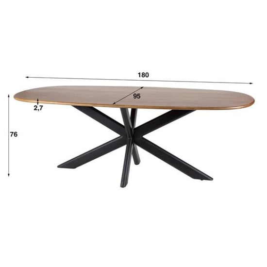 Hoyz eetkamertafel 180cm cliff ovale buis massief mango zandkleur - Image 2