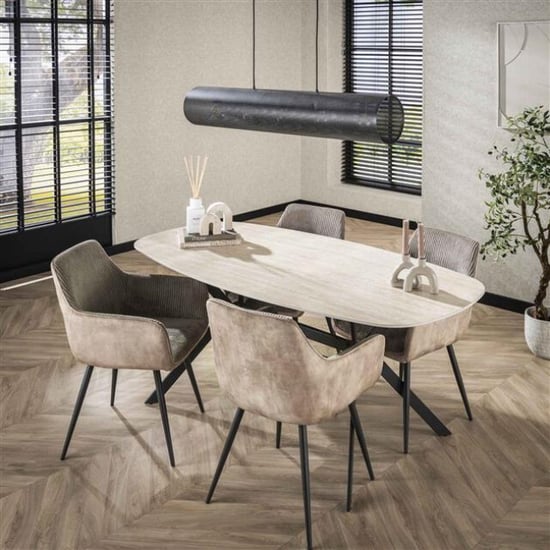 Hoyz eetkamertafel 180 ceramic ceramic travertine - Image 2