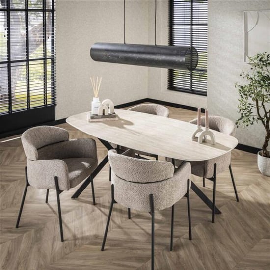 Hoyz eetkamertafel 180 ceramic ceramic travertine - Image 3