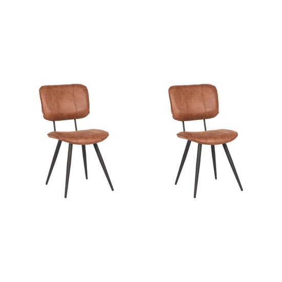 Label51 Eetkamerstoel fos cognac leder set van 2 - Image 1