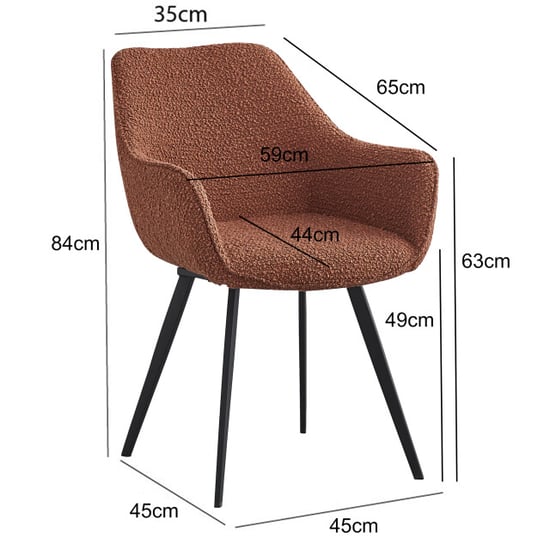 Livingfurn eetkamerstoel luca boucle leaf brown 2 stuks - Image 3
