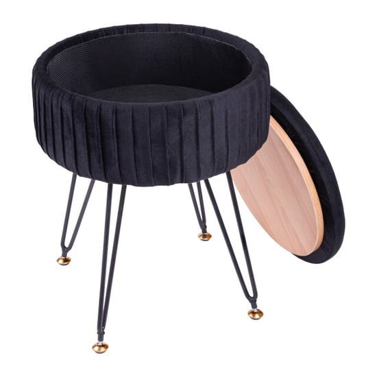 QUVIO Ronde zitkrukje fluweel met opbergruimte Ø32 cm - - Image 2