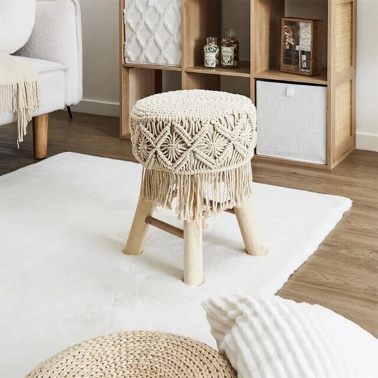 WDMT Houten kruk met bohemian macramé kussen - Image 2