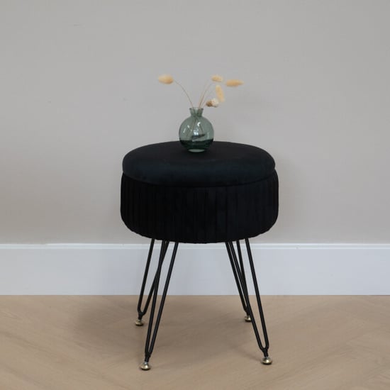 QUVIO Ronde zitkrukje fluweel met opbergruimte Ø32 cm - - Image 4