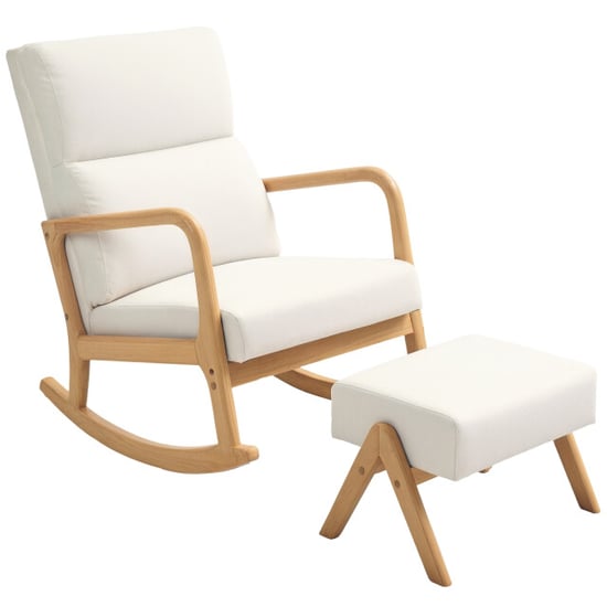 4goodz Homcom schommelstoel met voetenbank zachte bekleding wit - Image 1