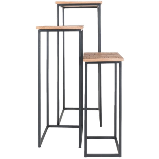 Home67 Plantentafels sam vierkant set van 3 bruin mangohout - Image 1
