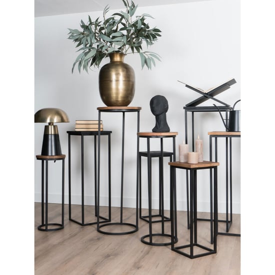 Home67 Plantentafels sam rond set van 3 bruin mangohout - Image 3