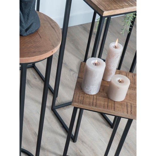 Home67 Plantentafels sam vierkant set van 3 bruin mangohout - Image 4