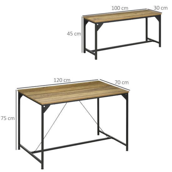 4goodz Eetkamerset industrieel design 3-delig voor 4 personen eettafel met 2 - Image 2