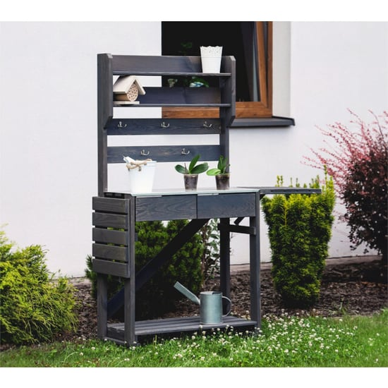 Westmann Houten plantentafel 157x38x156 cm antraciet - Image 4