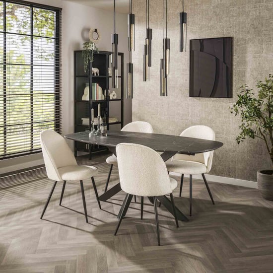 Hoyz eetkamertafel 180 deens ovaal 3d melamine slate stone - Image 1