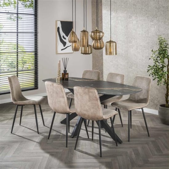 Hoyz eetkamertafel spider deens ovaal 180 ceramic fossil black - Image 2