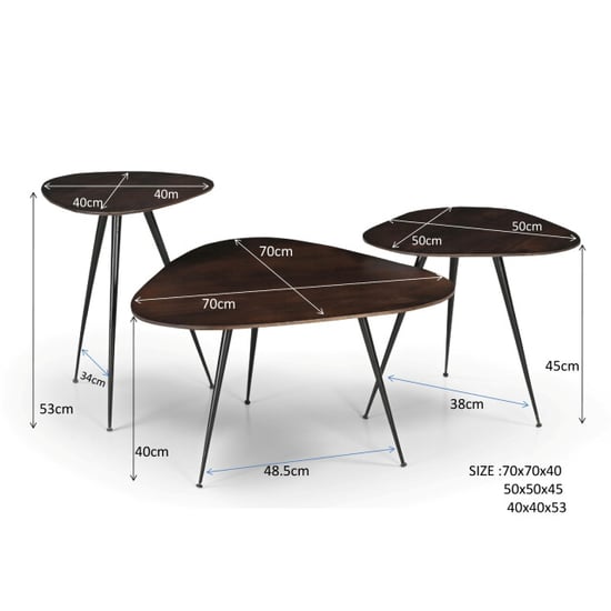 Brix salontafel loua brown set of 3 mangohout - Image 4
