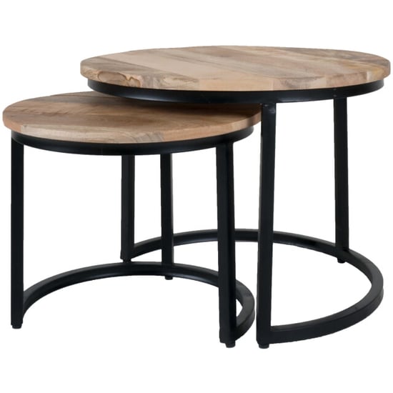Home67 Industriële salontafel set van 2 jelle mangohout - Image 1