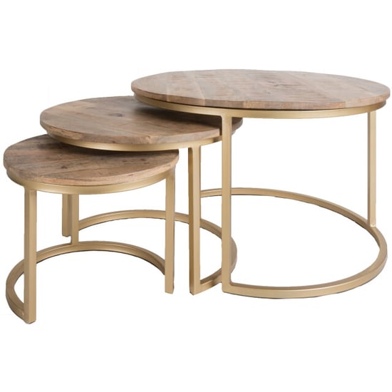 Home67 Salontafel bart goud set van 3 - Image 1