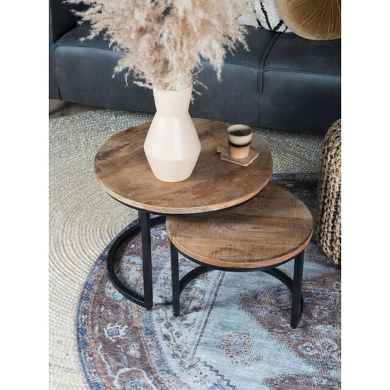 Home67 Industriële salontafel set van 2 jelle mangohout - Image 3