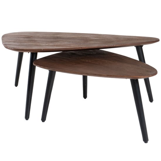 Home67 Salontafel jamal espresso mangohout set van 2 - Image 1