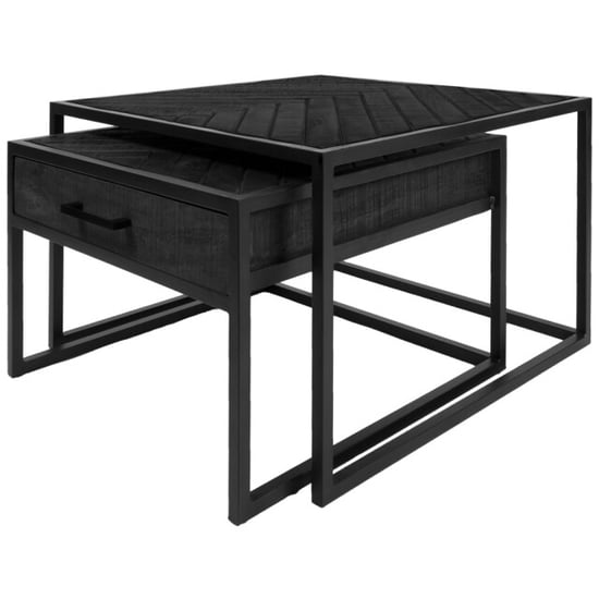 Home67 Salontafel ruby visgraat mangohout set van 2 - Image 1