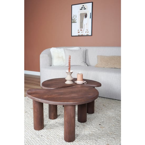 Home67 Salontafel lina espresso mangohout set van 2 - Image 5