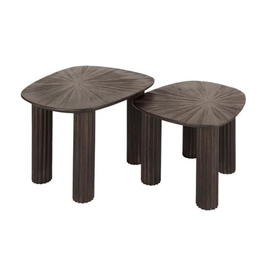 Hoyz salontafel driehoekig maya teak teak rust brown set van 2 - Image 2