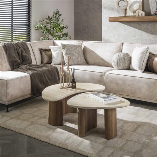 Hoyz salontafel romano organic travertin look set van 2 - Image 1